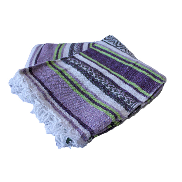 Classic Mexican Striped Blanket Lavender Handmade Mexican Falsa