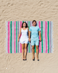 Aerial view couple lying on blanket