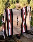 Large diamond style Mexican blanket in beige