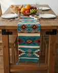 Mayan mexican style table runner on table with breakfast food