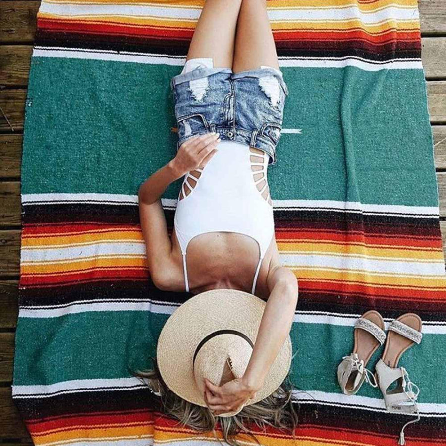 Striped Mexican beach blanket