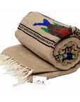 Beige Mexican Blanket in Beige with Fish Design
