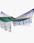 Spreader Bar Hammock - Blue and Green - Woven Mexican Cotton Hammock Bed