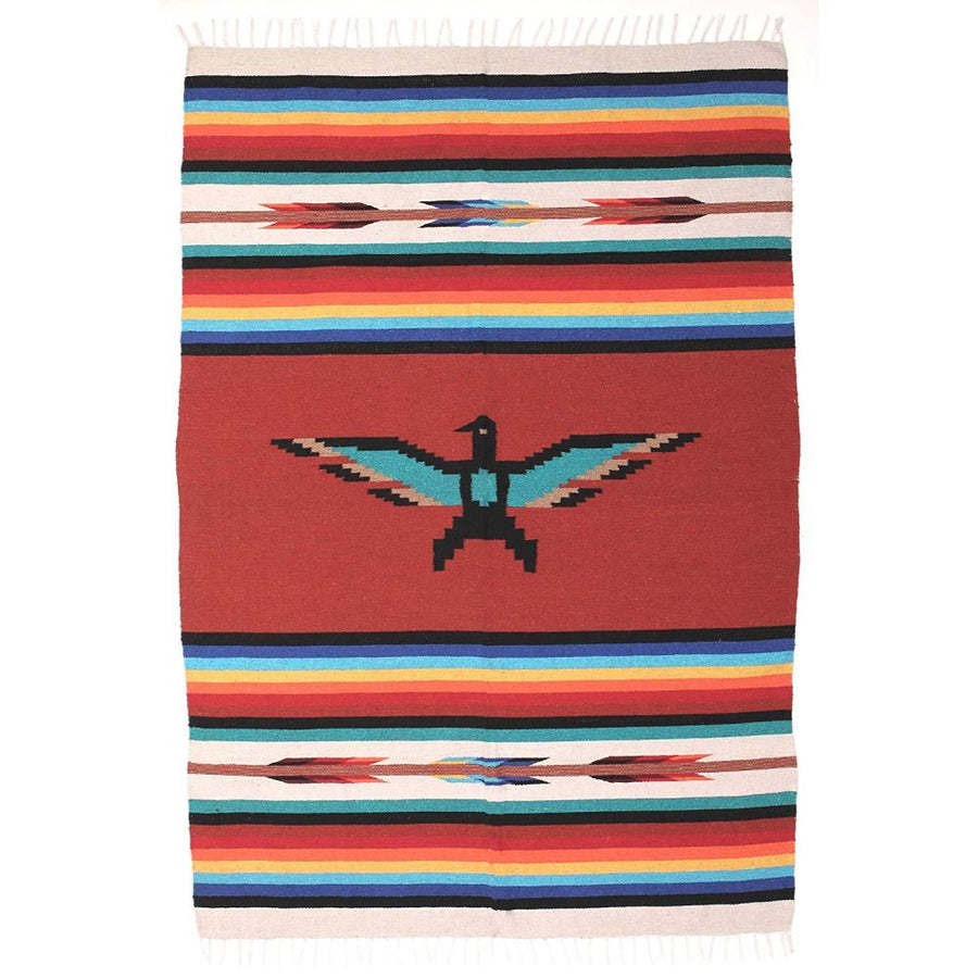 Mexican Made Western Style Blanket - Thunderbird - Terracotta