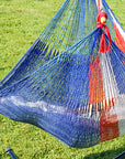 Mexican Chair Hammock - Blue, Red and White Cotton