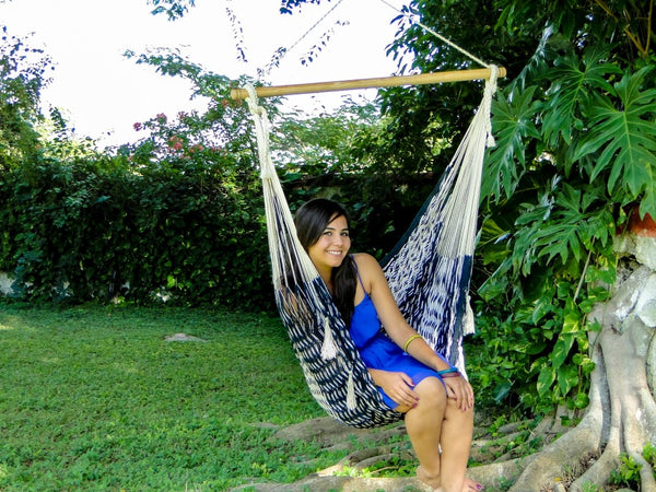 Mexican Cotton Chair Hammock Black and White Handmade Fair