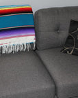 Mexican blanket on couch