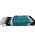 Mexican Saltillo Blanket - Turquoise and Black