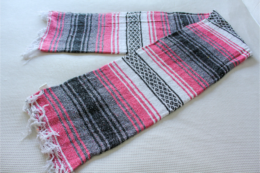 Mexican Falsa Blanket - Pink and Grey