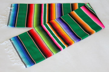 Green Serape Blanket - Mexican Made