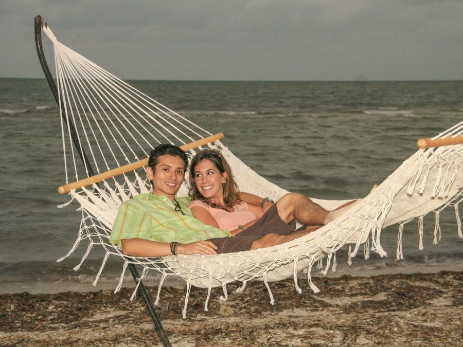 Two Person Bar Hammock - White Cotton - Mexican Made