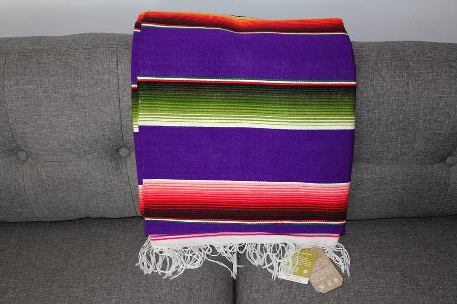Serape Blanket - Mexican Made - Purple