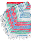 Light blue, mint and coral Mexican blanket