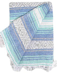 Striped Mexican falsa blanket in blue and green