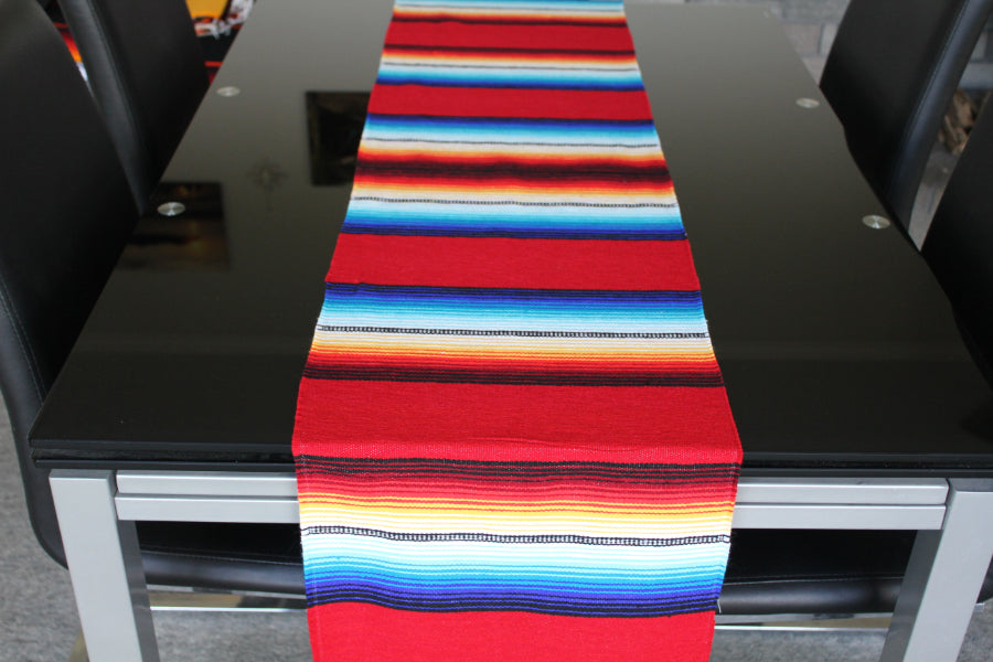 Red striped table runner