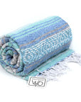 Blue and green Mexican blanket