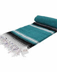 Mexican Saltillo Blanket - Turquoise and Black