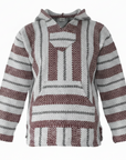 Burgundy, grey and white striped surfer hoodie