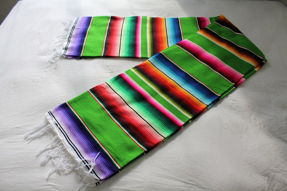 Striped green Mexican blanket