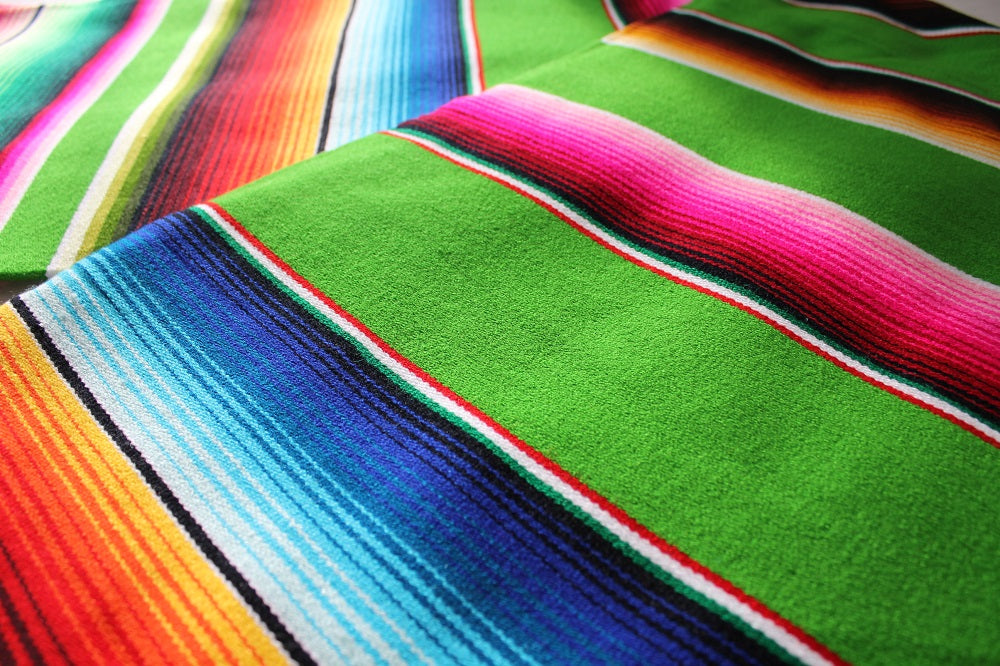 Sarape colourful green Mexican blanket