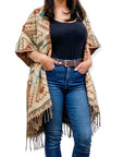 Ruana - beige - shawl type poncho