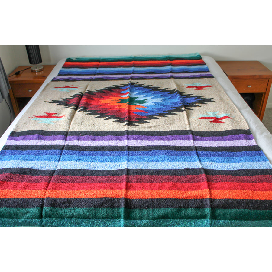 Diamond centre Mexican blanket - colourful