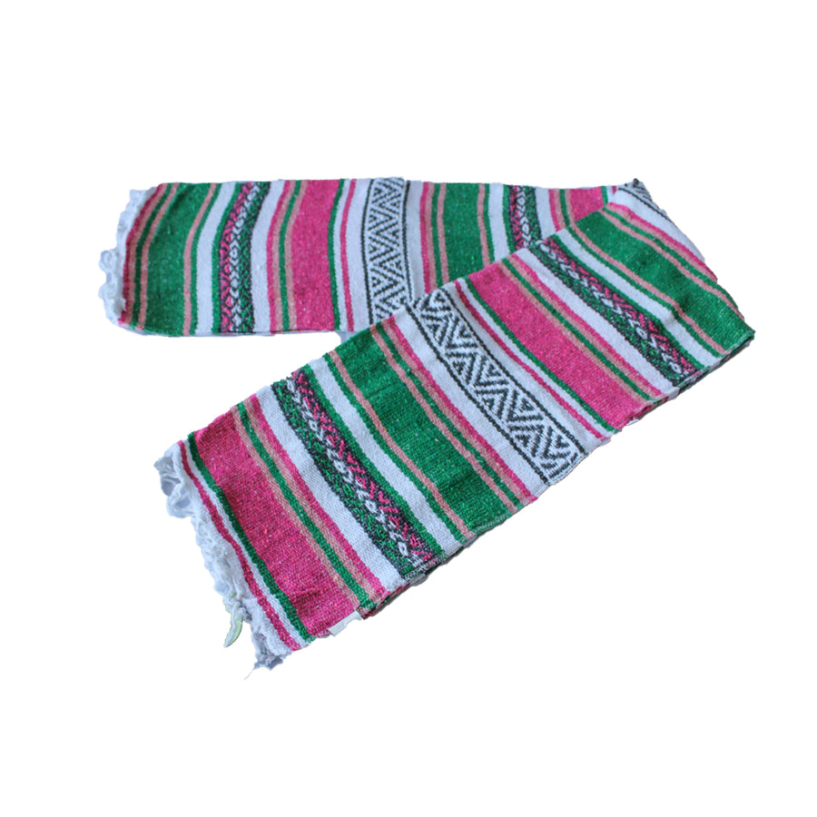 Folded Mexican Falsa Blanket - striped style and Mexican design