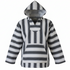 Striped hoodie with geometric pattern on a white background