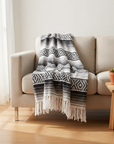 Blanket draped over sofa