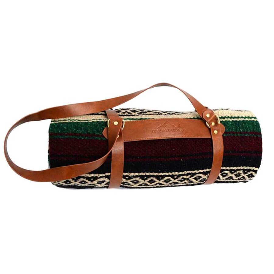 Leather carrier for blanket sold separately
