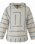 authentic cotton blend mexican baja hoodie in blue and white
