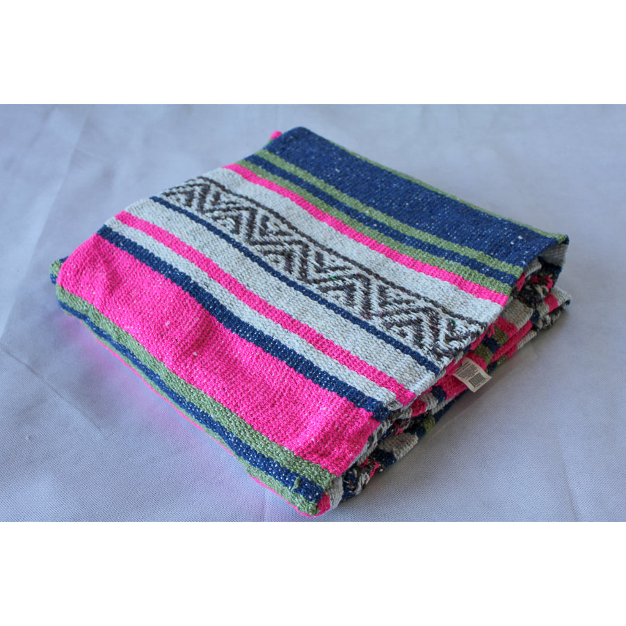 Bright pink Mexican striped blanket