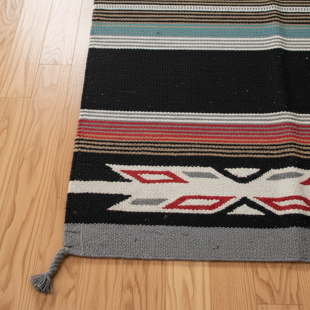 Close-up of central medallion and weave texture