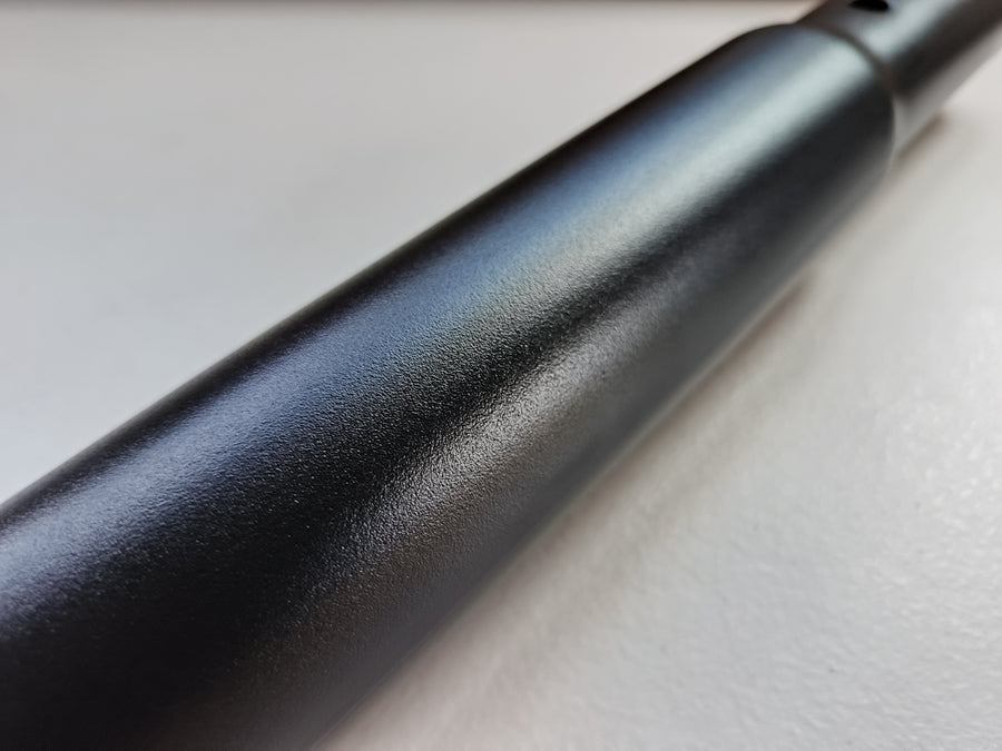Metal black paint finish closeup