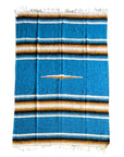 Blue and gold striped Mexican made blanket