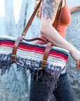 Vegan leather carrier for yoga blankets