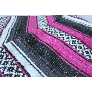 Mexican Falsa Blanket - Pink, Grey & Black
