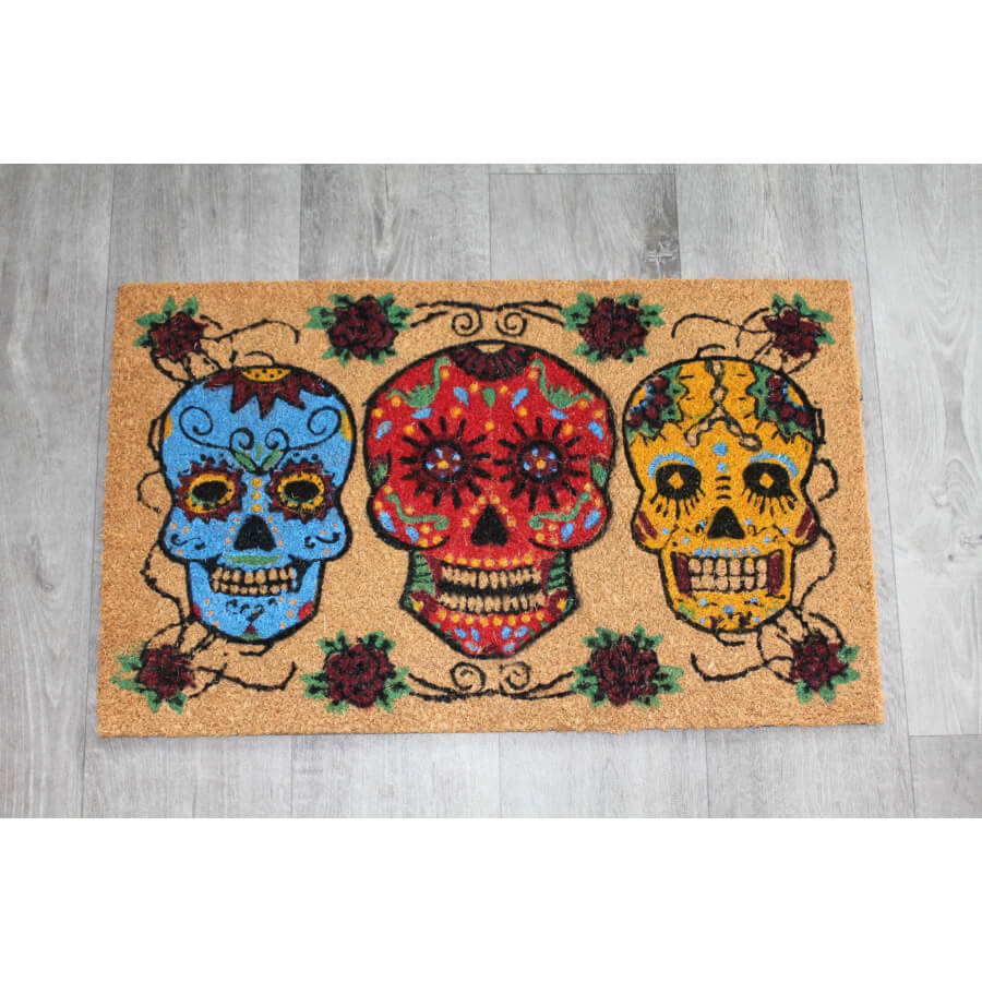 Mexican sugar skull door mat design
