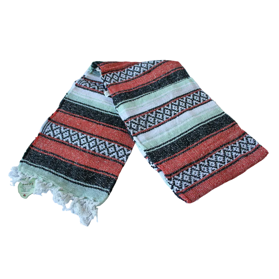 Striped fabric with geometric pattern on a white background
