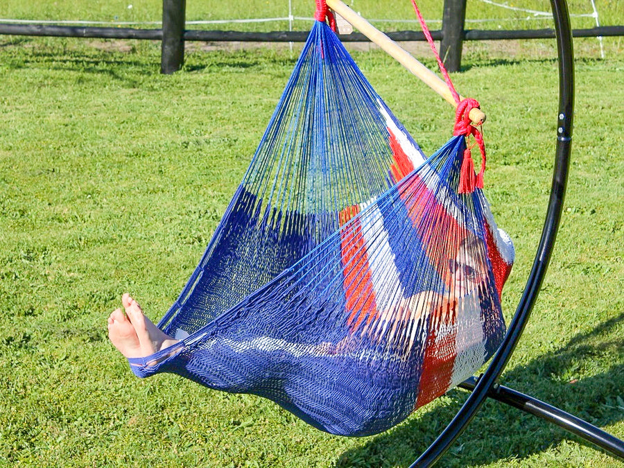 Red, white and blue chair hammock