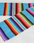Mexican Blanket - Aqua Blue and Stripes