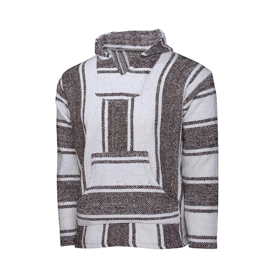 Striped Baja hoodie - Brown and White