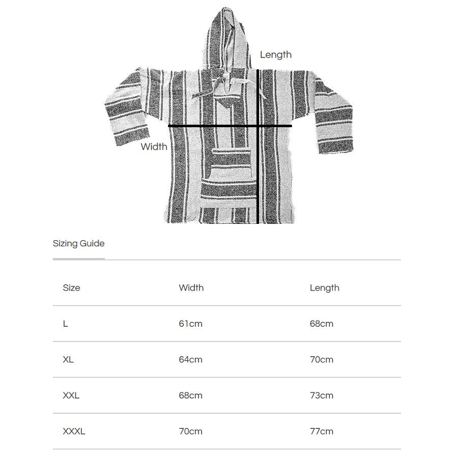 Baja Hoodies NZ - Sizing Guidelines