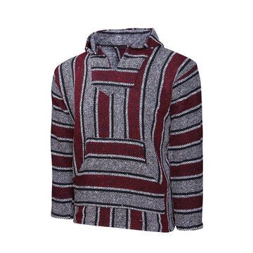 Red Striped Mexican Hoodie - Baja Style