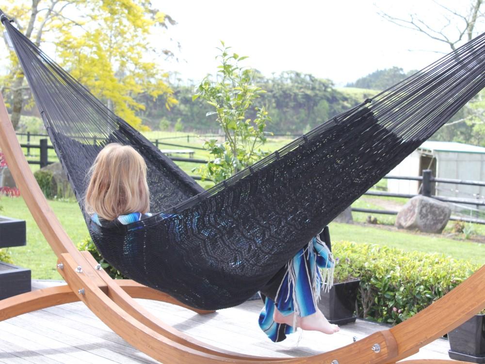 Kilimanjaro - Black Tribal Recycled Polyester Hammock for Patio - (55