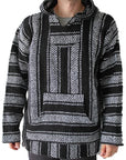 Black Mexican Baja Hoodie - Surfer Poncho - Black