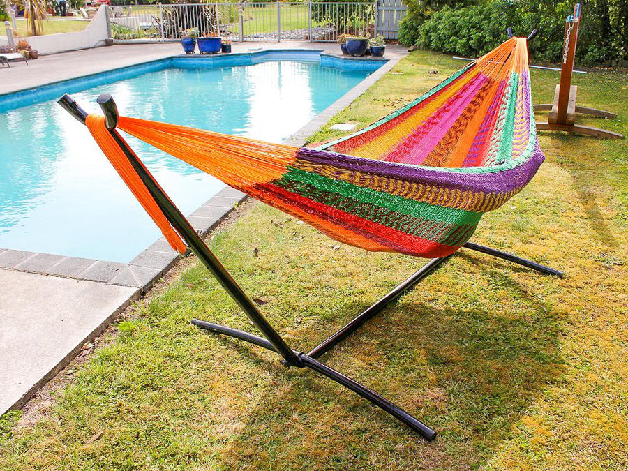 Black tubular steel hammock frame