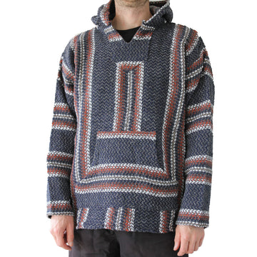 Mexican Baja Hoodie - Grey, blue, brown and white colour palette