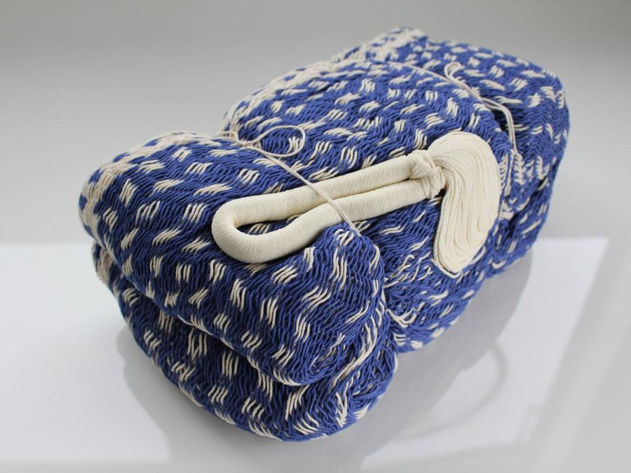 Blue and White Cotton Hammock - Mexican Handwoven