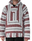 Mexican Poncho Hoodie - Baja - Burgundy